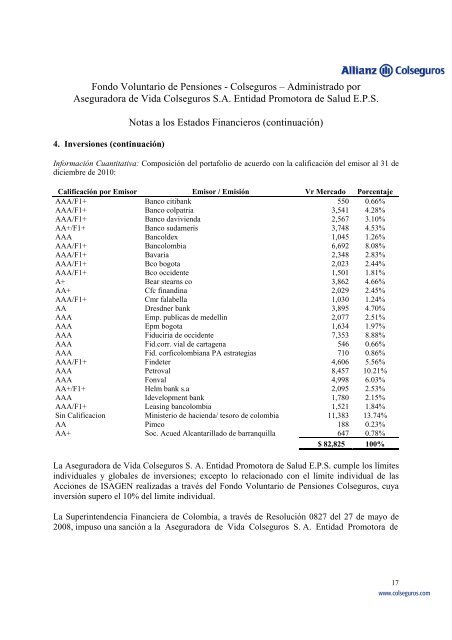 Fondo Voluntario de Pensiones – Colseguros – Administrado por ...