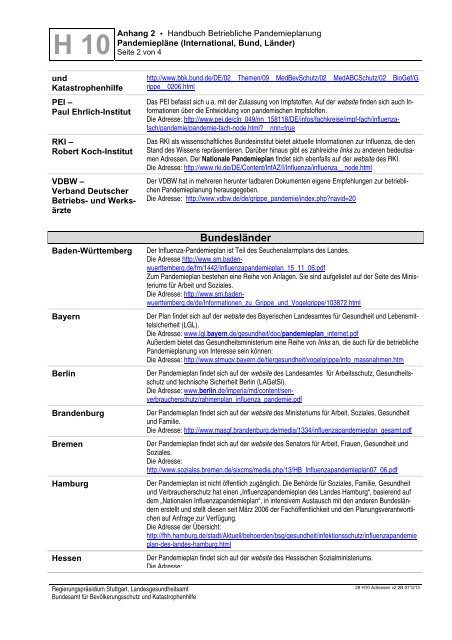 Handbuch Betriebliche Pandemieplanung - Deutsche Gesetzliche ...