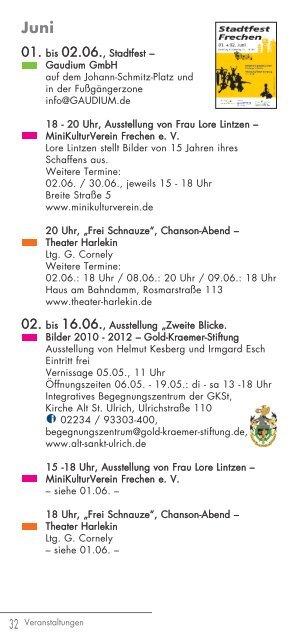 Veranstaltungskalender I. Halbjahr 2013 - Stadt Frechen