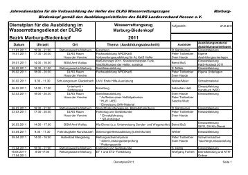 Dienstplan für die Ausbildung im Wasserrettungsdienst der DLRG ...