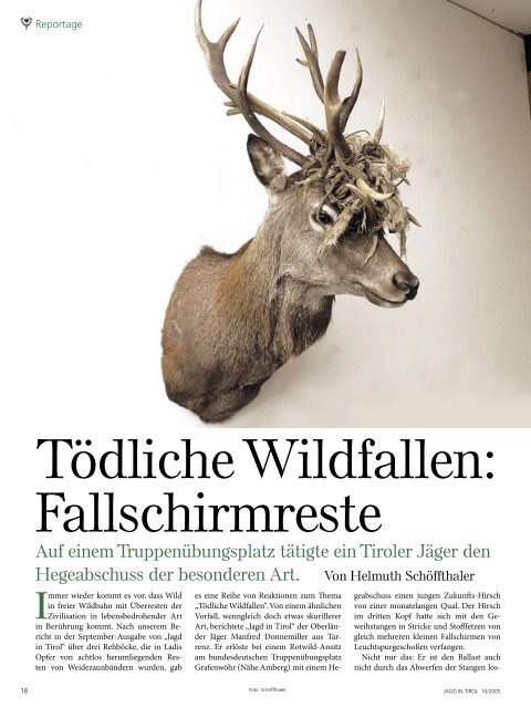 Zeitschrift des Tiroler Jägerverbandes Oktober 2005 • Jahrgang 57