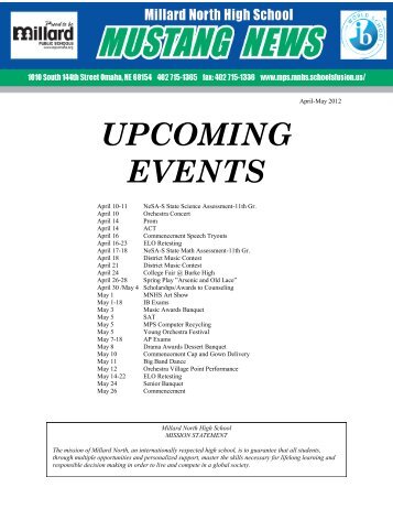 April - May 2012 Newsletter - Millard North High School