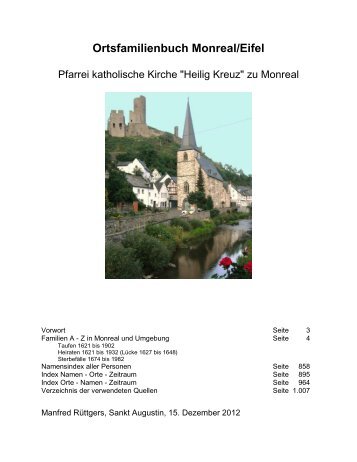 Ortsfamilienbuch Monreal/Eifel - Heimatchronik Monreal
