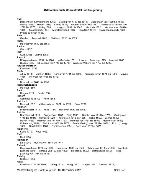 Ortsfamilienbuch Monreal/Eifel - Heimatchronik Monreal