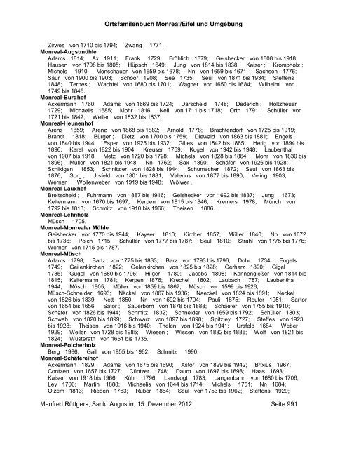 Ortsfamilienbuch Monreal/Eifel - Heimatchronik Monreal