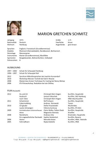 MARION GRETCHEN SCHMITZ - Agentur GEHRMANN