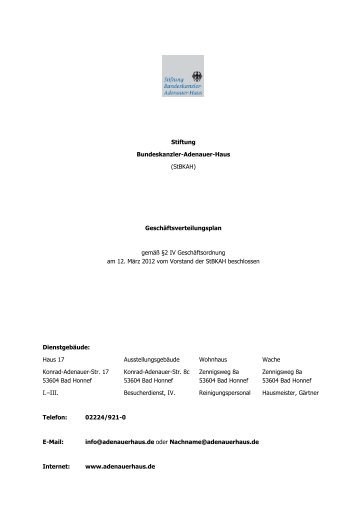 Geschäftsverteilungsplan - Stiftung Bundeskanzler-Adenauer-Haus