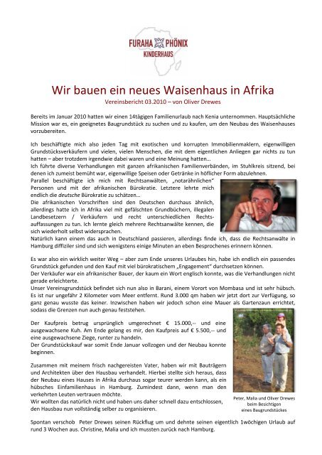 Wir Bauen Ein Neues Waisenhaus In Afrika Furaha Phonix