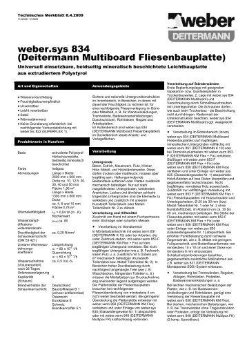 weber.sys 834 (Deitermann Multiboard ... - Saint-Gobain Weber GmbH