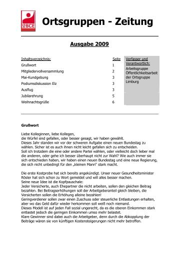 Zeitung der Ortsgruppe Limburg Ausgabe 2009 - IG BCE - RHEIN ...