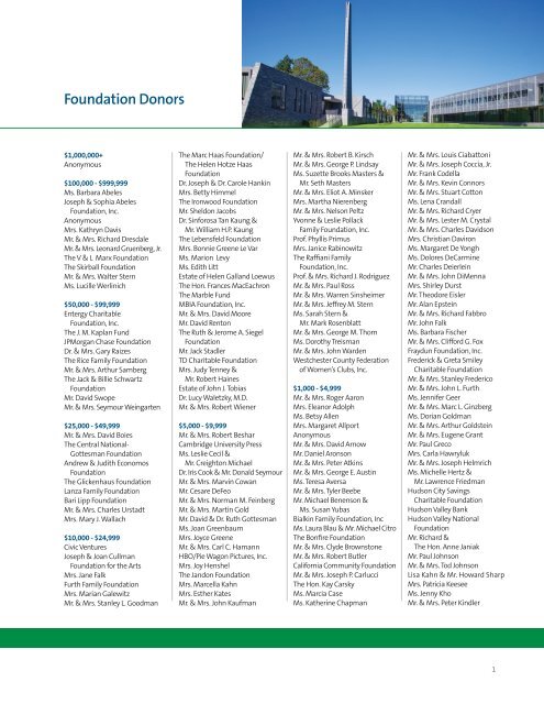 Foundation Donors - Westchester Community College