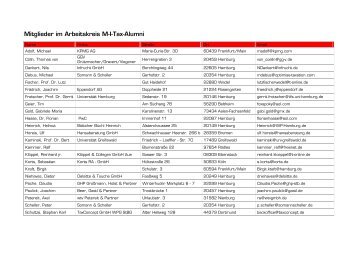 Mitglieder im Arbeitskreis M-I-Tax-Alumni - IIFS