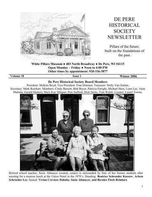 De Pere Historical Society Newsletter - Volume 18 Issue