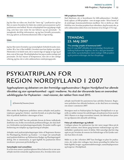 Indsigt & Udsyn - April 2007 - Psykiatrien - Region Nordjylland