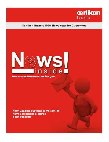 Oerlikon Balzers USA Newsletter for Customers