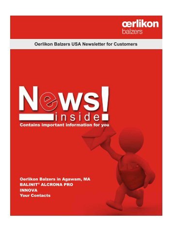 Oerlikon Balzers USA Newsletter for Customers