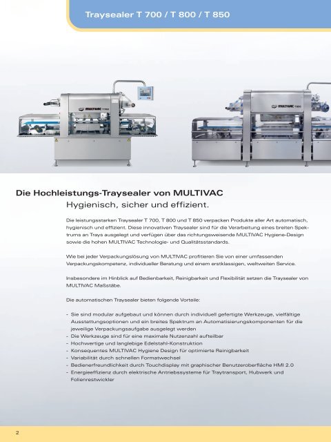 Traysealer T 700 / T 800 / T 850 - Multivac