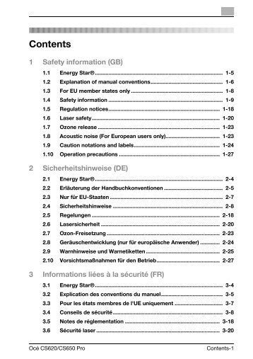 Safety Manual: CS620, CS650 - 2007