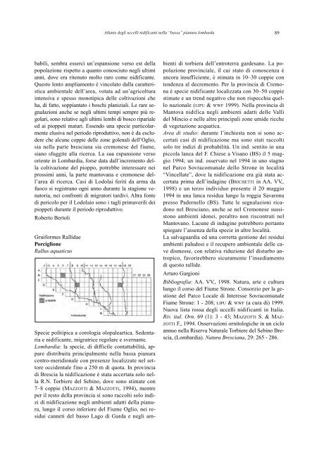 atlante degli uccelli nidificanti nella “bassa” pianura lombarda (italia ...