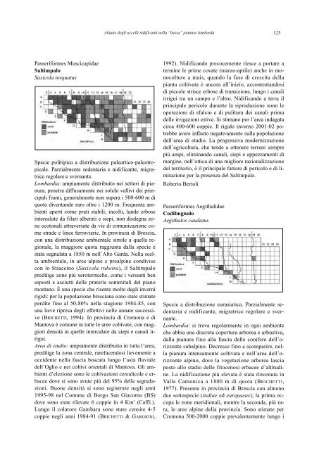 atlante degli uccelli nidificanti nella “bassa” pianura lombarda (italia ...