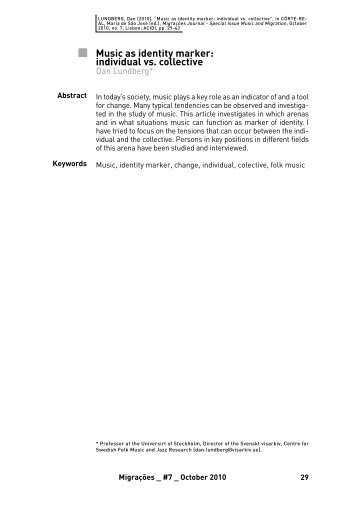 Music as identity marker: individual vs. collective - Acidi