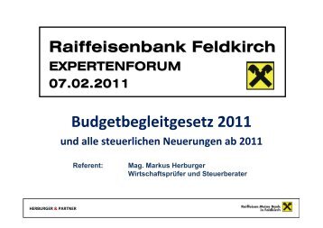 Budgetbegleitgesetz 2011 - Raiffeisenbank Feldkirch