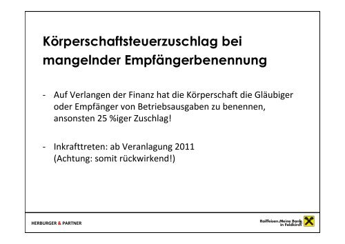 Budgetbegleitgesetz 2011 - Raiffeisenbank Feldkirch