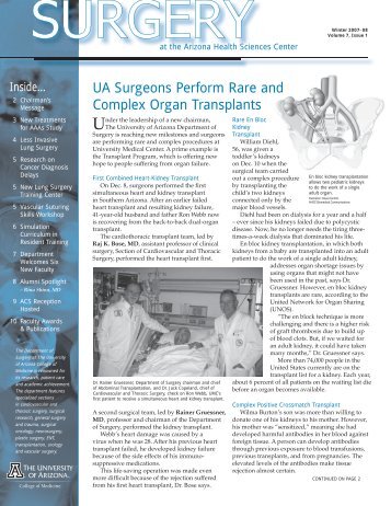 UA Surgeons Perform Rare and Complex Organ Transplants