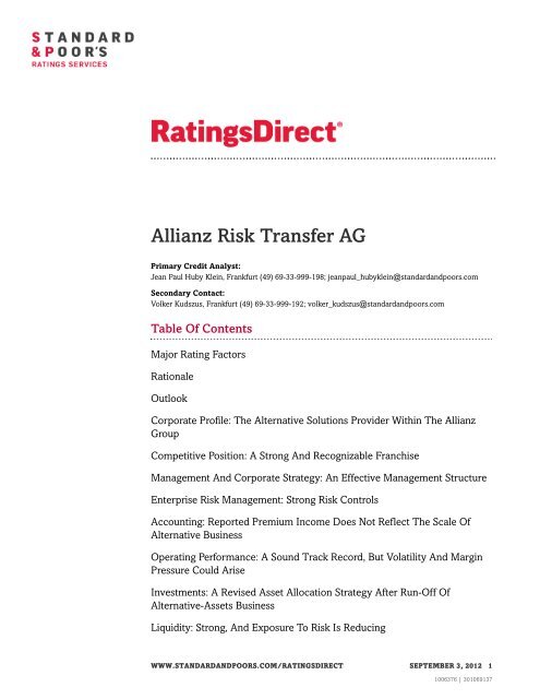 Allianz Risk Transfer AG - Allianz Global Corporate & Specialty