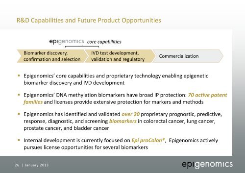 Company Presentation January 2013 - Epigenomics AG