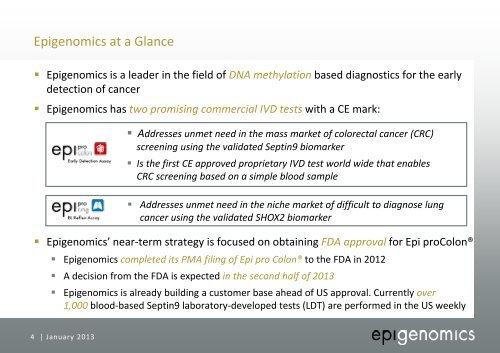 Company Presentation January 2013 - Epigenomics AG