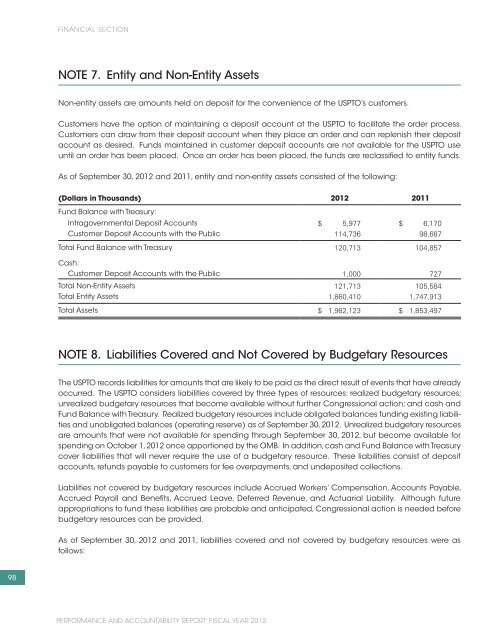 USPTO Performance and Accountability Report - U.S. Patent and ...