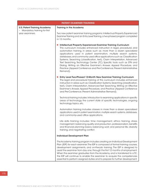 USPTO Performance and Accountability Report - U.S. Patent and ...