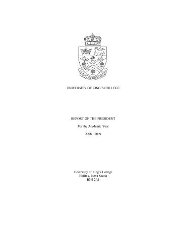 REPORT OF THE REGISTRAR - University of King's College