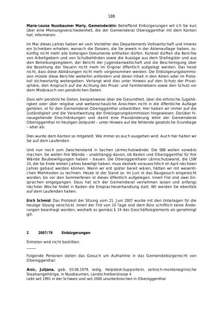 Protokoll 2007-09-06 - Gemeinde Obersiggenthal