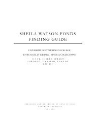 sheila watson fonds finding guide - St. Michael's College - University ...