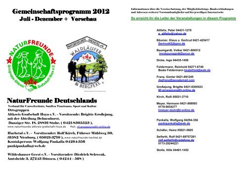 komplette Programm für das 2. Halbjahr 2012 - Naturfreunde ...
