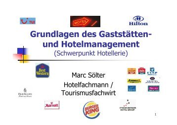 Gaststätten- und Hotelmanagement 2007 - Tourismuslehre