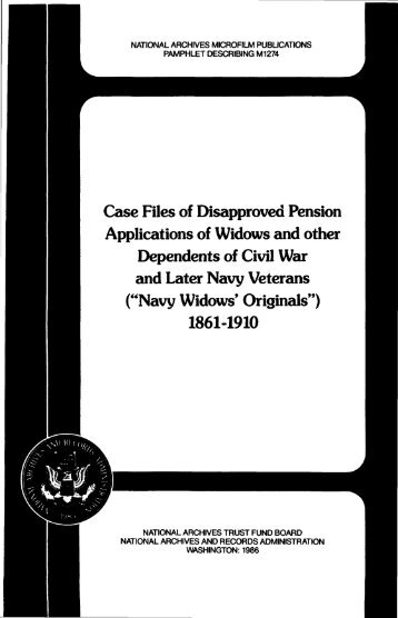 Case Files of Disapproved Pension Applications of Widows ... - Fold3