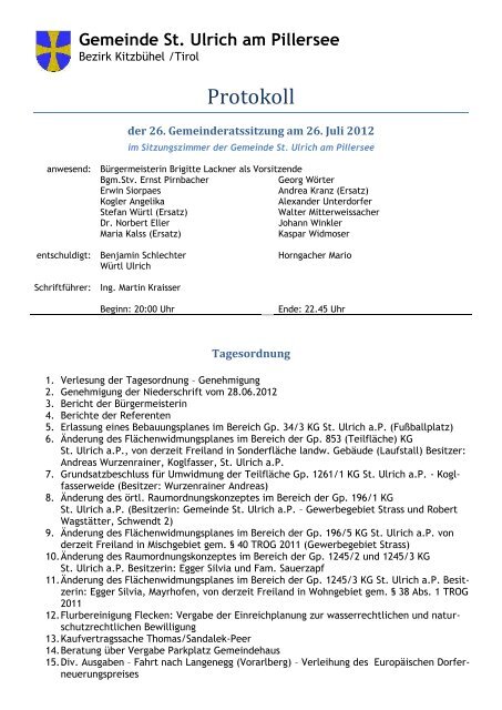 26. Gemeinderatssitzung (465 KB) - .PDF - St. Ulrich am Pillersee ...