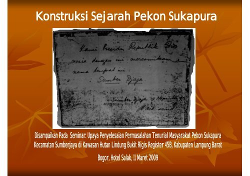 Konstruksi Sejarah Pekon Sukapura - WG Tenure