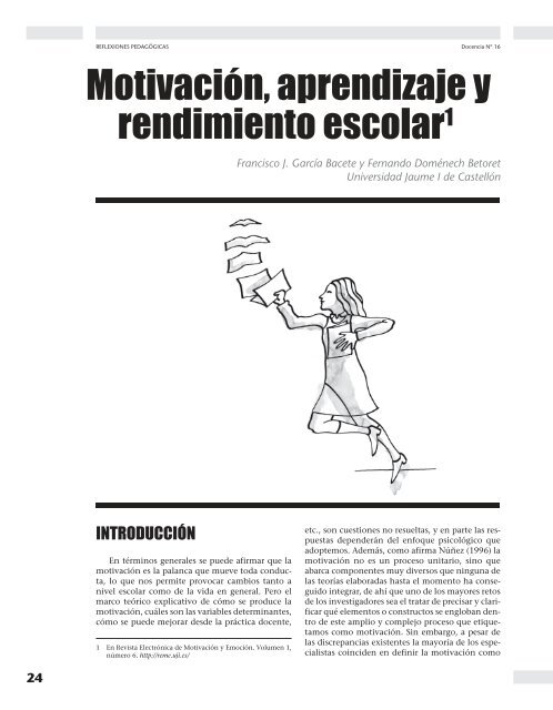 Motivación, aprendizaje y rendimiento escolar - Revista Docencia