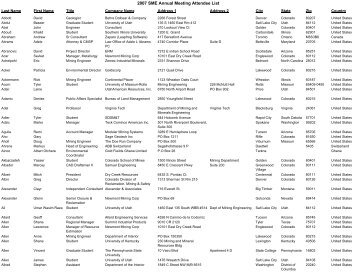 2007 SME Annual Meeting Attendee List