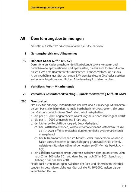 Gesamtarbeitsvertrag - Die Schweizerische Post