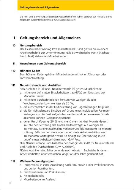 Gesamtarbeitsvertrag - Die Schweizerische Post