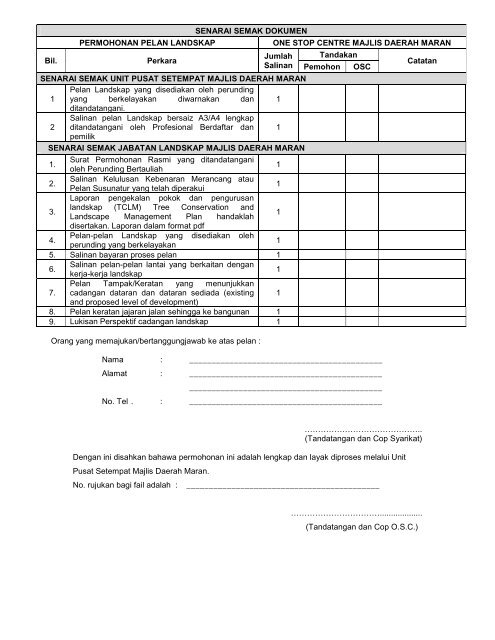 PERMOHONAN KELULUSAN PELAN LANSKAP - Majlis Daerah ...
