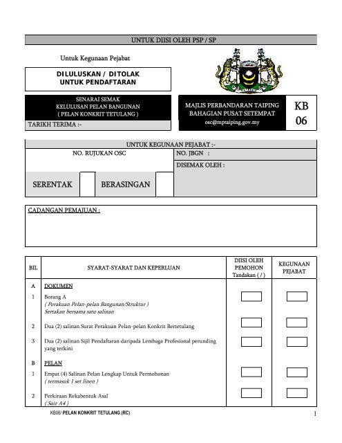 KB06 - Pelan Konkrit Tetulang (RC).pdf - Majlis Perbandaran Taiping