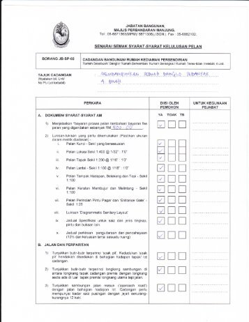 SENARAI SEMAK SYARAT-SYARAT KELULUSAN PELAN