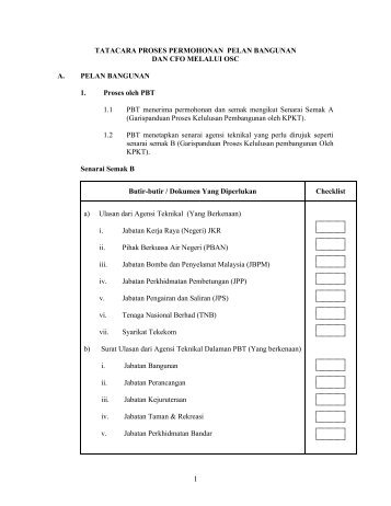 Tatacara Proses Permohonan Pelan Bangunan Dan CFO