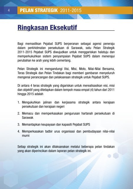 Pelan Strategik SUPS 2011 - 2015 (pdf -800KB ) - Pejabat ...